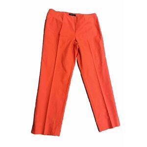 Lafayette 148 Pants Womens Cropped Bleecker Red Orange Cotton Stretch Side Zip 8